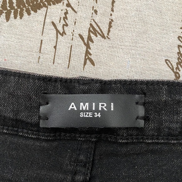 Amiri Vintage Black Washed Embroidered Logo Mens Jeans - Picture 3 of 7